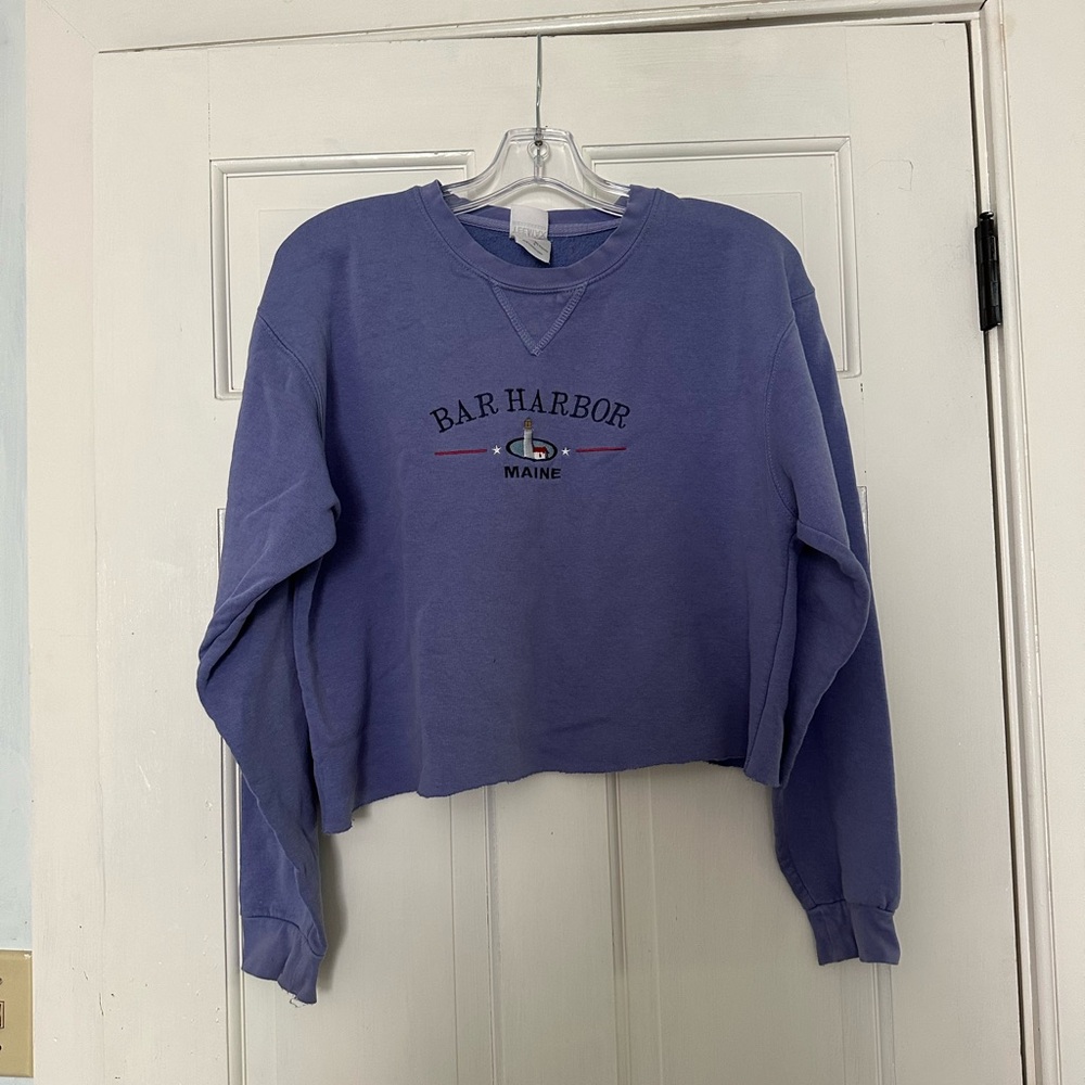 Teemax Cropped Purple Bar Harbor Sweatshirt Size Small